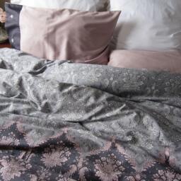 Pink & Gray Damask Duvet Cover - Twin Xl Cotton Sateen Dorm Bedding - thumbnail 4