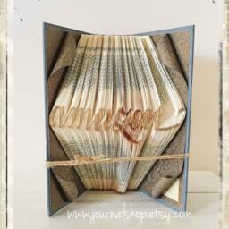 Personalized Folded Book Art Gift, Name Origami, Book Folding in Script Font, Bookfolding Gift, Personalised Bookish Gift For Lover - thumbnail 1