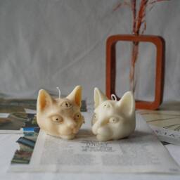 Evil Eye Cat Candle Halloween Soy Wax Home Decor - thumbnail 3