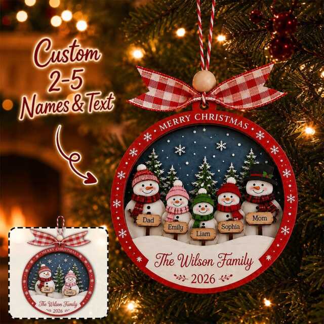 Personalized Family Christmas Ornament - Custom Name Snowman 2-5 Names Tree Decoration Gift 2026 - image 1