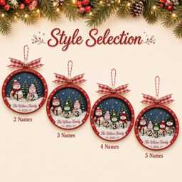 Personalized Family Christmas Ornament - Custom Name Snowman 2-5 Names Tree Decoration Gift 2026 - thumbnail 2