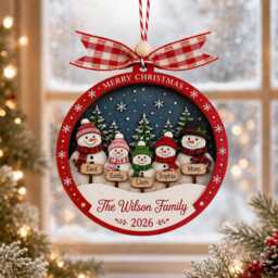 Personalized Family Christmas Ornament - Custom Name Snowman 2-5 Names Tree Decoration Gift 2026 - thumbnail 4
