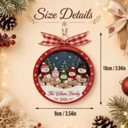 Personalized Family Christmas Ornament - Custom Name Snowman 2-5 Names Tree Decoration Gift 2026 - thumbnail 3
