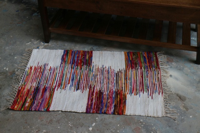 Handwoven Cotton Rag Rug, Geometric Chindi 2x3 - image 1