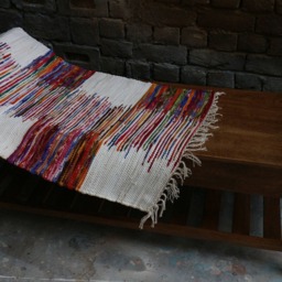 Handwoven Cotton Rag Rug, Geometric Chindi 2x3 - thumbnail 2