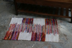 Handwoven Cotton Rag Rug, Geometric Chindi 2x3 - thumbnail 1