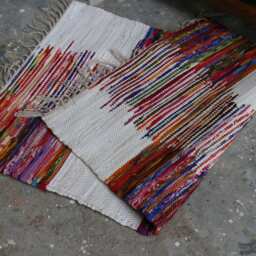 Handwoven Cotton Rag Rug, Geometric Chindi 2x3 - thumbnail 4