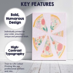 Pastel Floral Pizza Slice Collection Watercolour Food Illustration Canvas Wall Art Print Decor Picture Ready To Hang - thumbnail 2