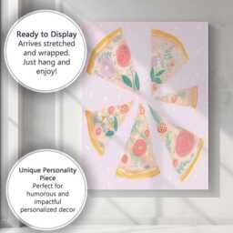 Pastel Floral Pizza Slice Collection Watercolour Food Illustration Canvas Wall Art Print Decor Picture Ready To Hang - thumbnail 3