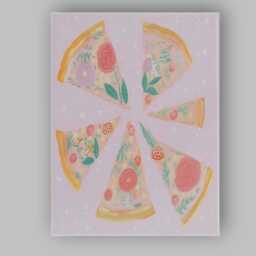 Pastel Floral Pizza Slice Collection Watercolour Food Illustration Canvas Wall Art Print Decor Picture Ready To Hang - thumbnail 1