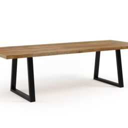 Solid Oak Dining Table Tp Steel Legs Clar 073 - thumbnail 2