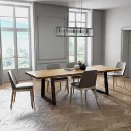 Solid Oak Dining Table Tp Steel Legs Clar 073