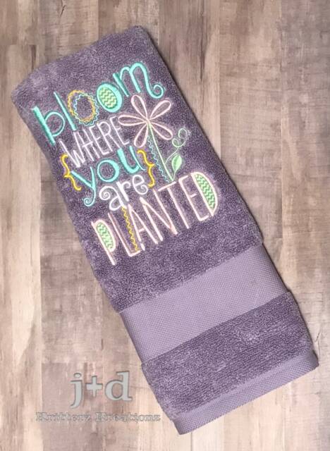 Spring. Easter. Garden. Bloom Where You Are Planted. Funny. Bathroom. Kitchen. Embroidered. Hand Towel - image 1