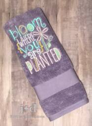 Spring. Easter. Garden. Bloom Where You Are Planted. Funny. Bathroom. Kitchen. Embroidered. Hand Towel - thumbnail 1