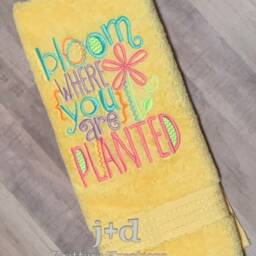 Spring. Easter. Garden. Bloom Where You Are Planted. Funny. Bathroom. Kitchen. Embroidered. Hand Towel - thumbnail 2