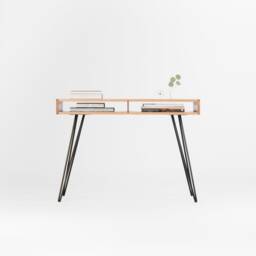 Solid Oak Mid-Century Modern Desk - Scandinavian Writing Table - thumbnail 3