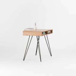 Solid Oak Mid-Century Modern Desk - Scandinavian Writing Table - thumbnail 2