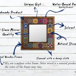 Mirror Wall Decor, Natural Stone, Hangings, Gift For Her, Water Based Paint, Ceramic Home Design Tile Mirror, Christmas - thumbnail 3