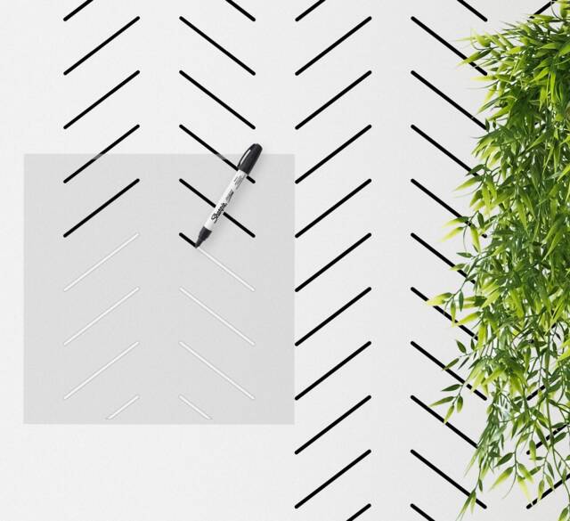 Herringbone Wall Stencil Geometric Diy Decor - 12x12 - image 1