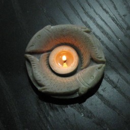 Soapstone Tea Light Candle Holder, Pisces Motif, Fun & Quirky Decor - thumbnail 2