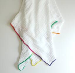 Muslin Swaddle Blanket Xl, Rainbow Baby Blanket, Gender Neutral - thumbnail 1