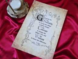 Serenity Prayer A4 Print, Vintage Style Calligraphy Inspirational Wall Art, Spiritual Religious Art - thumbnail 1