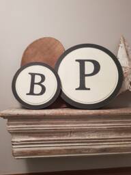 15cm Round Letter Sign, Monogram, Initial, Wall Art, Home Decor, Rustic Letters, All Letters Available, Inc Ampersand, Typewriter Style - thumbnail 1