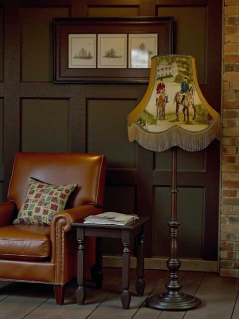 Vintage Fox Hunting Scene Lampshade Handmade in The UK For Floor Standard Lamp Shades, Ceiling Light Pendants - image 1