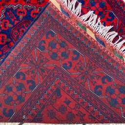 Hand-Knotted Wool Bukhara Runner Rug Afghan Geometric Hallway Carpet - thumbnail 4