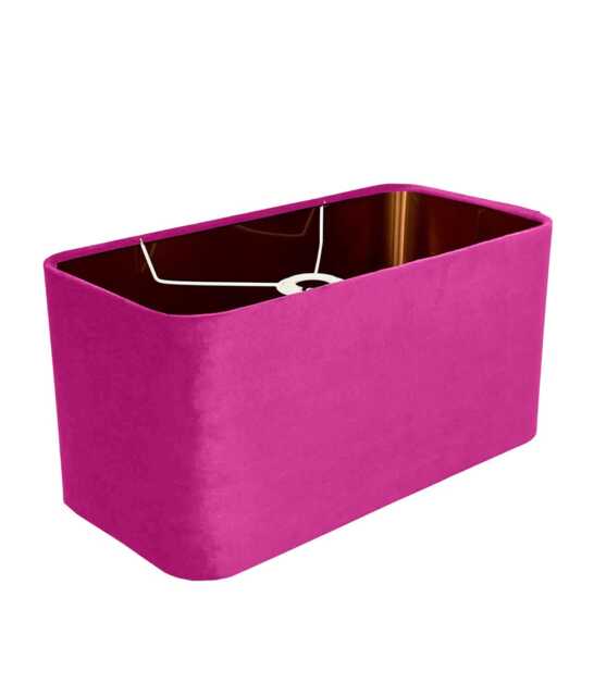 New Made To Order Marchanda Pink Velvet Lamp Shade & Pendant Light Rounded Rectangular Shape Metallic Panels Lining For All Purpose - image 1