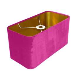 New Made To Order Marchanda Pink Velvet Lamp Shade & Pendant Light Rounded Rectangular Shape Metallic Panels Lining For All Purpose - thumbnail 2