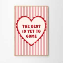 The Best Is Yet To Come Pink Heart Art Canvas Poster, Trendy Wall Art, Apartment Aesthetic Decor, Retro Home Printed Gift - thumbnail 2