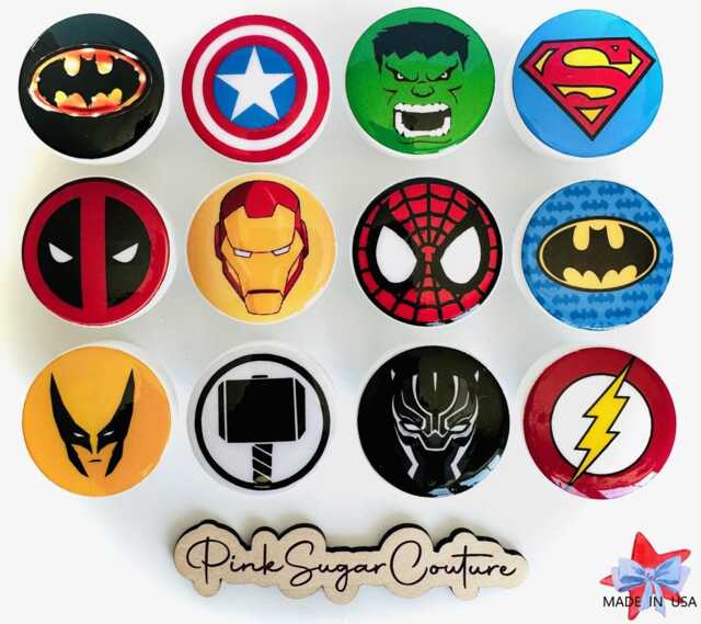 Superhero Knobs Drawer Pulls Handles Bedding Kids Room Decor ~ Bestseller Excellent Quality & Price Made in U S A Hardware Included - image 1