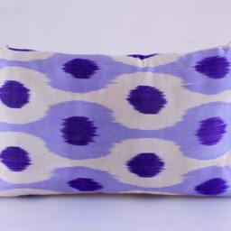 Ikat Silk Velvet Pillow 16x24 - Handmade Boho Cushion Cover Turkish Home Decor Accent - thumbnail 2