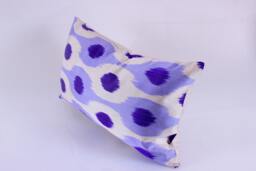 Ikat Silk Velvet Pillow 16x24 - Handmade Boho Cushion Cover Turkish Home Decor Accent