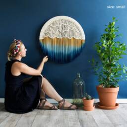 Round Macrame Wall Hanging , Large Circular Art Sunset - thumbnail 2