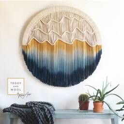 Round Macrame Wall Hanging , Large Circular Art Sunset - thumbnail 3