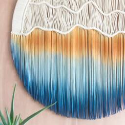 Round Macrame Wall Hanging , Large Circular Art Sunset - thumbnail 1