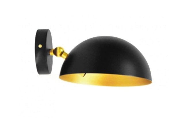 Tutu - Contemporary Black Semisphere Wall Light Brass Articulated Design, Gold Interior - image 1