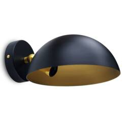 Tutu - Contemporary Black Semisphere Wall Light Brass Articulated Design, Gold Interior - thumbnail 3
