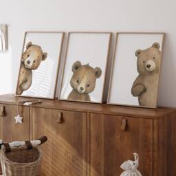 Peeking Bear Nursery Print, Peekaboo Decor, Neutral Baby Wall Art, Woodland Digital Prints - thumbnail 2