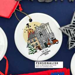 Sicily Christmas Tree Ceramic Ornament Personalised Bauble Home Decor Holiday - thumbnail 2