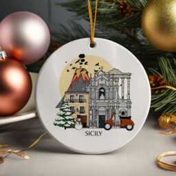 Sicily Christmas Tree Ceramic Ornament Personalised Bauble Home Decor Holiday - thumbnail 1