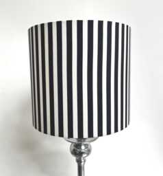 Black & White Drum Lampshade UK Made Contemporary Retro Lamp Shade Textured Black White Drum & Striped - thumbnail 1