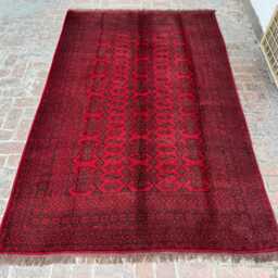 6x9 Handmade Afghan Bokhara Wool Rug - Traditional Geometric Pattern Carpet Hand-Knotted Oriental Area For Living Room, Hallway - thumbnail 2