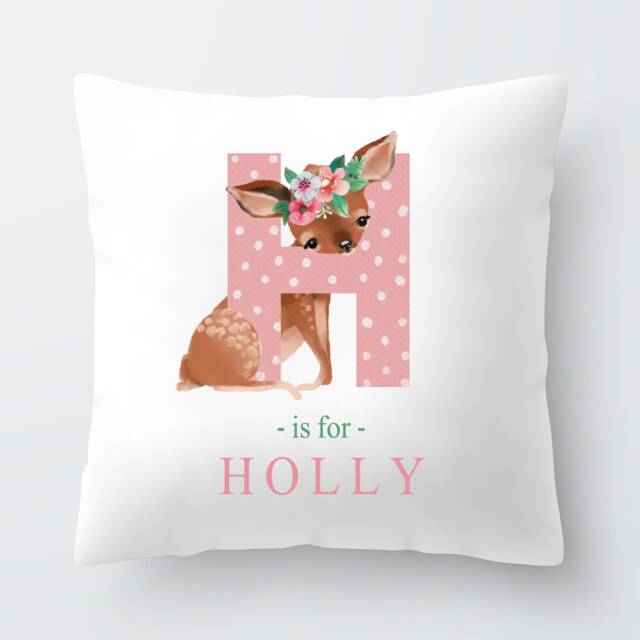 Personalised Girls Animal Alphabet Cushion Pillow Birthday Present Custom Gift - image 1
