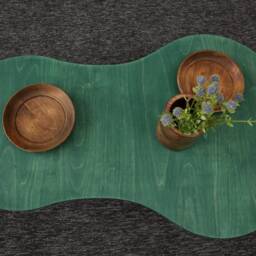 Scandinavian Wooden Coffee Table, Modern Oval Pumpkin Conical Feet - thumbnail 3