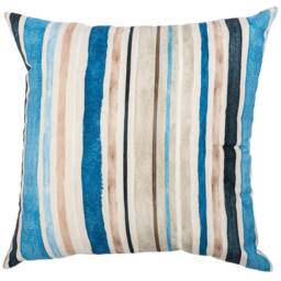 Watercolour Ocean Stripe Extra-Large Cushion Cover. Traditional Nautical Horizontal Stripes in Marine Blue & Grey Hues. 23X23 - thumbnail 3
