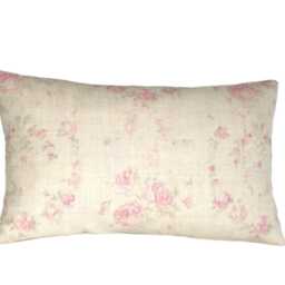 Kate Forman Amelia Cushion Cover - UK Designer Linen Romantic, Beautiful Faded Pink Roses Garlands Oop - thumbnail 2