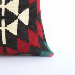 Vintage Turkish Kilim Pillow Cover Handwoven Wool Throw - 16x16 - thumbnail 2